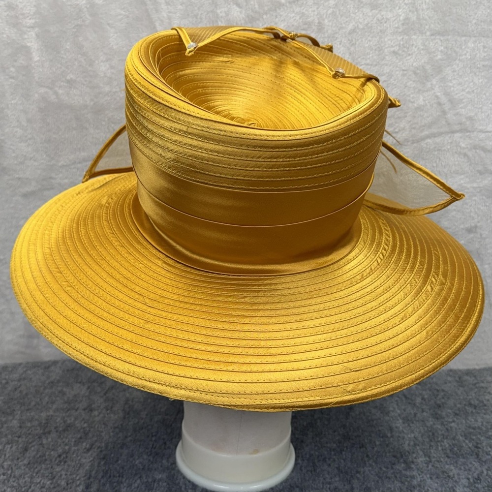 VTG Ben Marc Hat Sun Womens Adjustable Gold Rhinestone Wide Brim Church Derby - Picture 4 of 10